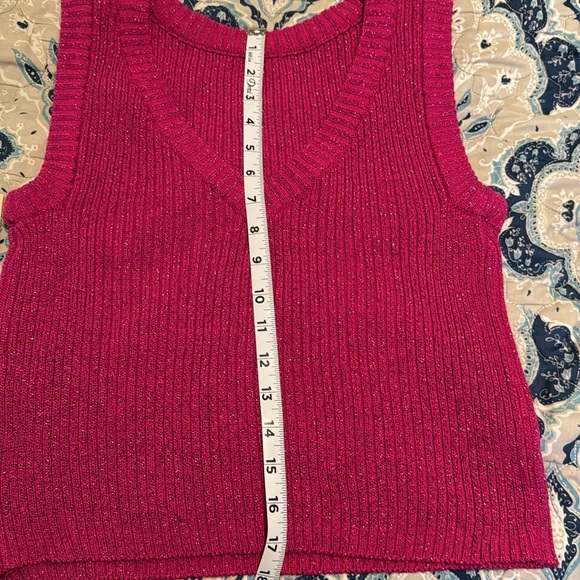 Contempo Casuals Vintage 80’s Knit Metallic Threads Electric Purple Pink Vest L - Picture 9 of 10